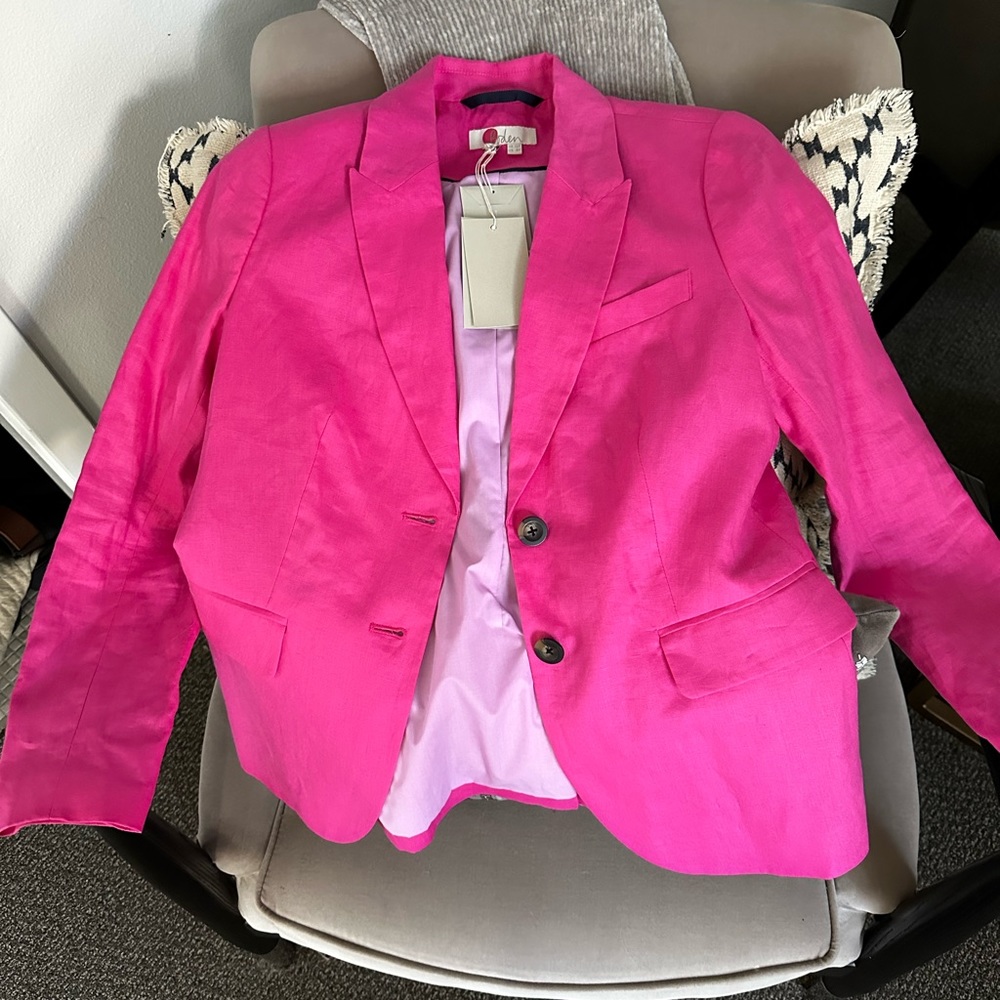 Boden Bright Pink Carrington Linen Blazer 100% Linen Size 8P